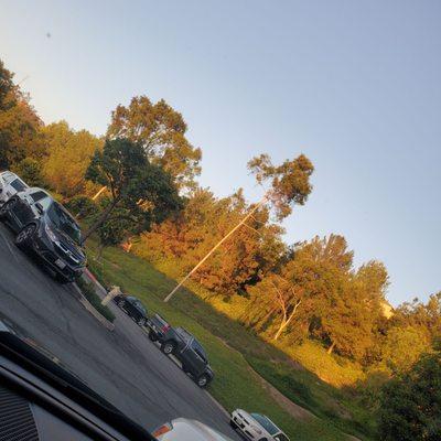 Parking lot with the hills in background