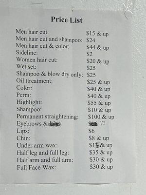 Daniel Hair price list