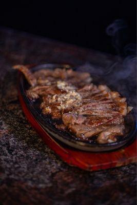 Sizzling steak.