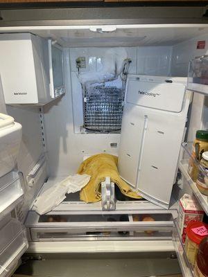 Samsung refrigerator defrosting and replacing evaporator cover