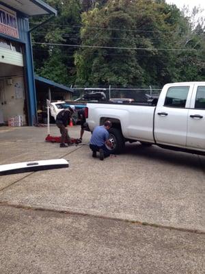 The guys working on the truck. He saved us for real!