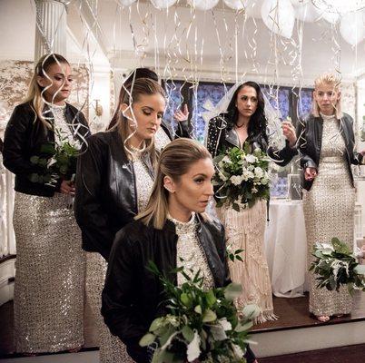 Ashley and her Bridal Party at the alter! Hair and Makeup by Cheryl and the Bridal team!