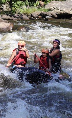 Going down the first white water .