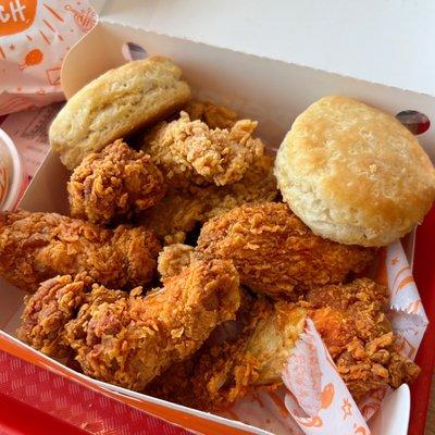 $10.99 Pick Up Only Offer - 6Pc Ghost Pepper Wings, 3Pc Spicy Tenders, 2 Regular Sides, and 2 Biscuits