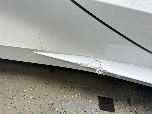 BEFORE:

2021 Chevrolet Corvette Stingray. 

Rocker panel damage.