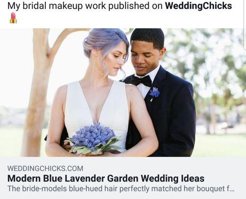 My bridal makeup work published on weddingchicks.com March 2018