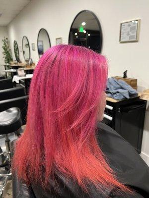 Purple-Pink-Orange Color Melt  by Jelena. Text at 949-282-7869 for Inquiries and Appointments