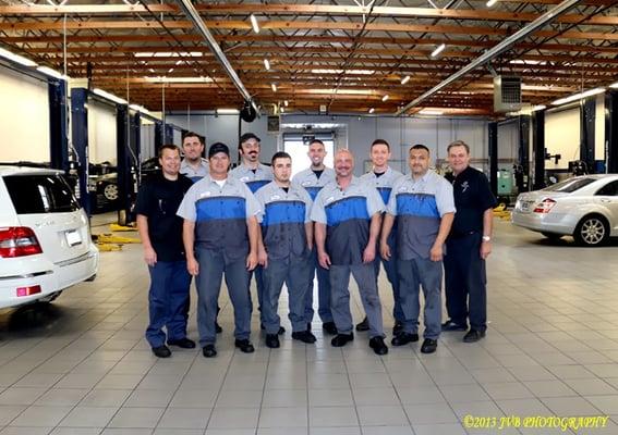 Just a few of the hard working Service Technicians  that make sure your Mercedes is in the best condition.