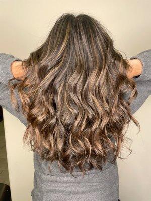 Coffee Toffee balayage by Cady @ Atelier Studio the Aveda Salon in Santana Row.