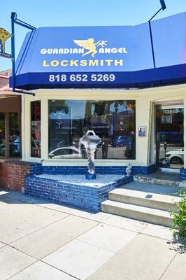 Guardian Angel Locksmith Storefront!  Safe showroom, key cutting services, high security locks, retail product, and much more!