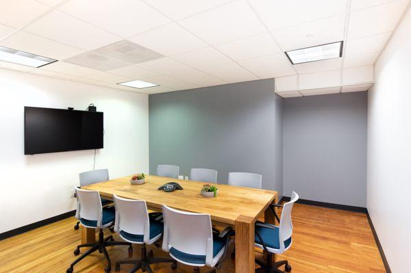 Our small conference room, comfortably seats six people. Latest tech needs and whiteboards available.