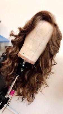 All handmade human hair lace front wig. She's a beauty and she's for sale. Call for price.