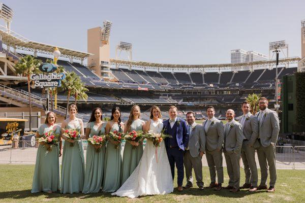 Wedding party in front of Petco Park