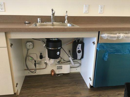 A new office break-room sink. LJ Kruse specializes in both residential and commercial new construction and service.