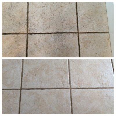 Before and After of tile & grout cleaning + grout sealing. Amazing!