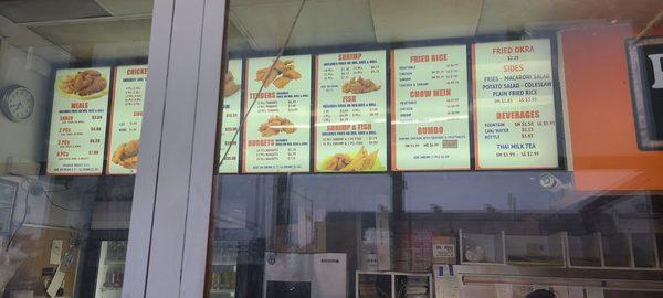 Large menu inside