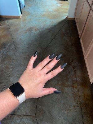 Black matte narrow coffin nails :)