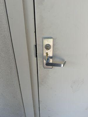 Replacing new mortise mechanism on a business back door...