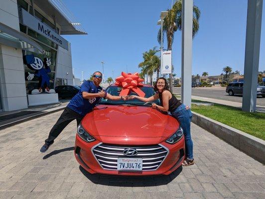 ROMY AND I WITH NEW CAR