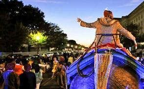 Filming event with elephant down Constitution Ave, DC.  aka Minnie