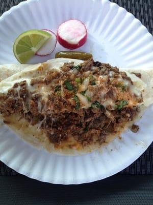 Look at all the meat in this regular quesadilla with carne asada. For $3.00 !