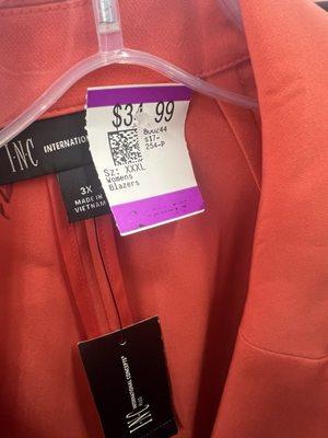 $34.99 for a blazer with tags. They sell this brand at JCpenny you can probably get it for cheaper there