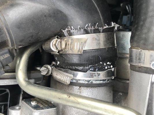 Duck tape on on intake hose