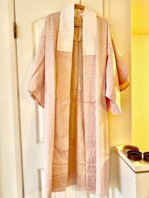 All silk, "baby pink" women's kimono from David Alan's latest shipments from Japan! He has a ton, I mean a ton of men's kimonos.