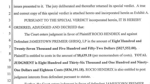 Defense offered 50,000! Jury came back with 827,000 -- another 2017 trial win!