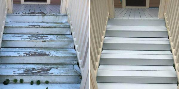 Deck repair before and after photo