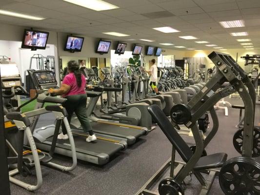 Not only a vast selection of cardio equipment in an appt only facility, but you get your own TV with 300 channels & your own floor fan