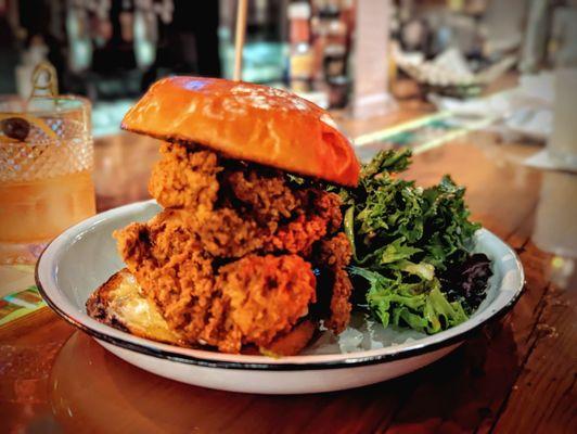 Fried Chicken with Salad