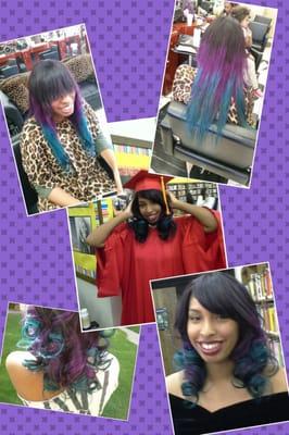 This masterpiece was done by one of our hairstylist by the name of Monae. Looking for a wild and funky color come us.