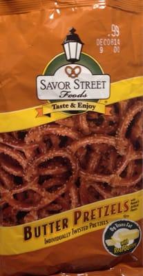 Savor Street Butter Pretzels. I think there's a whole stick of butter in these things.