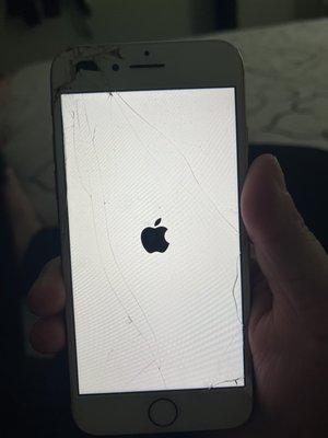 Before: cracked screen