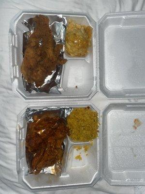 Chicken Tenders  Hot wings Yellow Rice