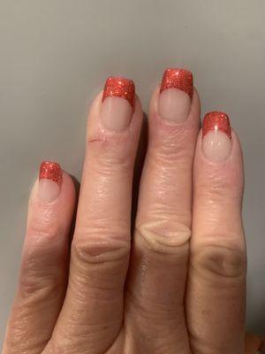 A better picture of my glitter red French tips.