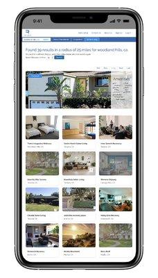 Recovhub search results displaying sober living homes near zip code 90046.