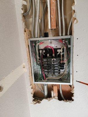 Condo rewire in Mission Hills. The previous owner had unlicensed electricians, who could have caused an electrical fire.