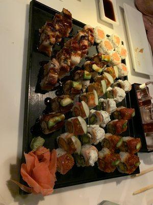 So many special rolls. Don't remember all of them. One was definitely called sake bomb