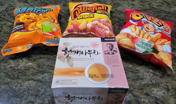 Purchased items - snacks, tea