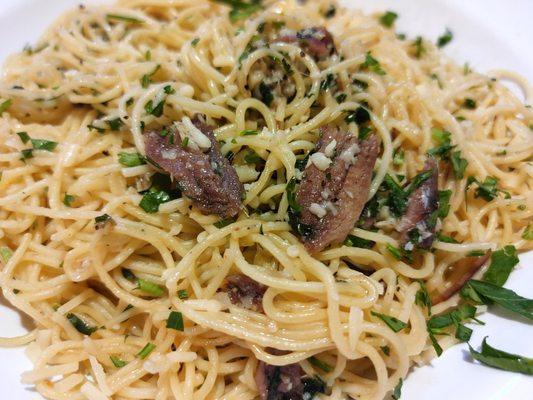 Pasta with Aglio Olio Sauce (with anchovies by request)