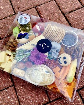 Halloween spooky grazing box! The cheese dip and herbed goat cheese stuffed peppers were my fav!