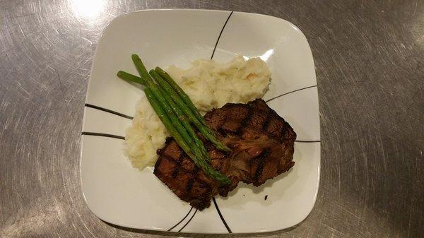 Ribeye Steak, with Asparagus,and Mashed potatoes