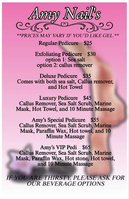 pedicure menu