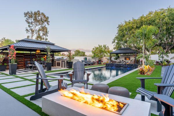 Impeccably designed and built Outdoor Living w/ fire features, pool, casita, ADU and more. Lets us design & build your dream backyard.