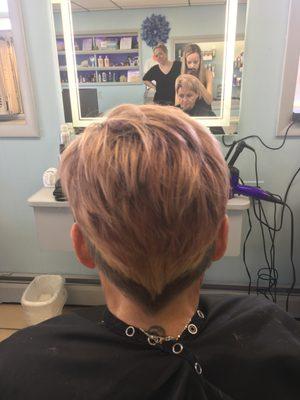 Blonde and purple hair and a fresh cut ! All done by Jenna !