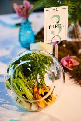 Edible centerpieces with microveggies & dips