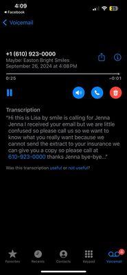 Voicemail after I sent an email.