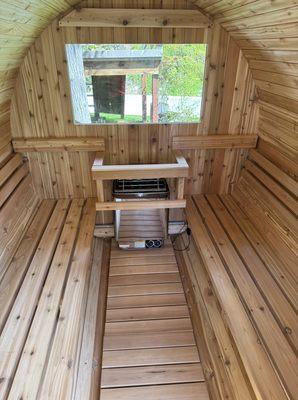 The sauna is assembled